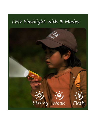 Telescopio Monocular Infantil VBANU Rosa 8X Zoom con Linterna LED