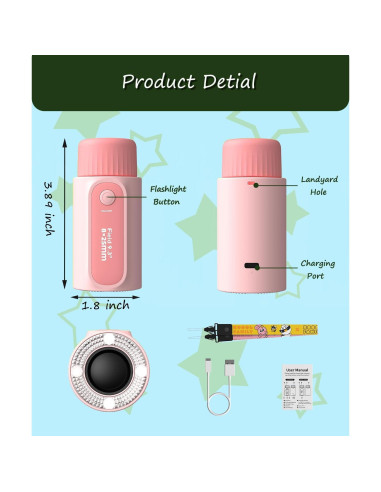 Telescopio Monocular Infantil VBANU Rosa 8X Zoom con Linterna LED