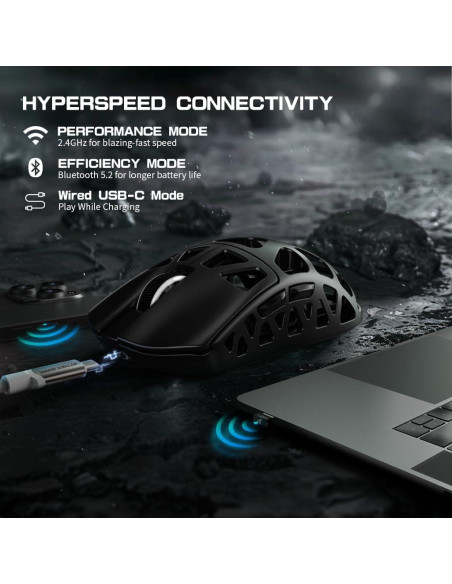 Ratón Gaming Inalámbrico FELICON R3 26K DPI 8KHz Ultraligero