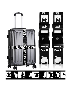 Correa de Equipaje Stanoha Ajustable con Hebilla y Diseño Gato Negro