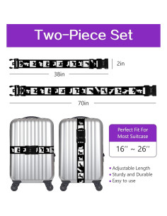 Correa de Equipaje Stanoha Ajustable con Hebilla y Diseño Gato Negro 2