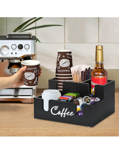 Soporte organizador de café Sollasi, 6 compartimentos de madera