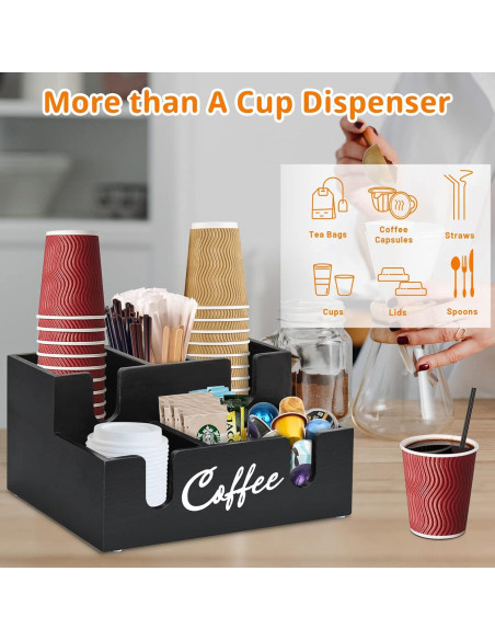 Soporte organizador de café Sollasi, 6 compartimentos de madera Soporte organizador de café Sollasi, 6 compartimentos de madera