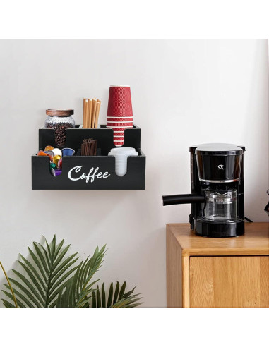 Soporte organizador de café Sollasi, 6 compartimentos de madera