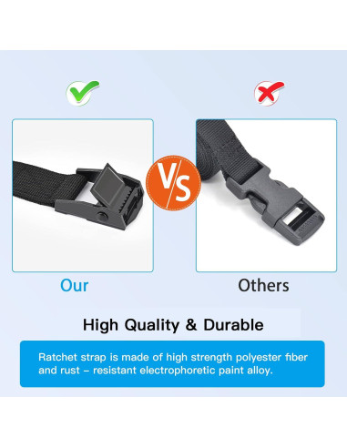 Correas de Sujeción Kshineni 4 Pcs 2.5 m x 2.54 cm Alta Resistencia