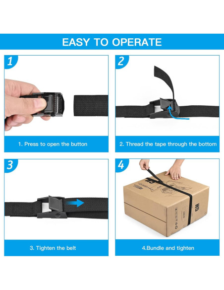 Correas de Sujeción Kshineni 4 Pcs 2.5 m x 2.54 cm Alta Resistencia
