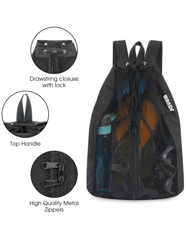 Bolsa de Natación WANDF Mochila de Malla 32x48cm 15L
