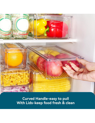 Organizadores de Refrigerador Luckore 4 Piezas Apilables 6.3L