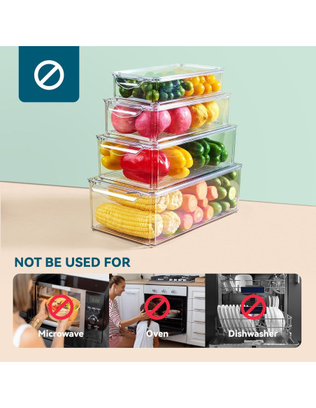 Organizadores de Refrigerador Luckore 4 Piezas Apilables 6.3L