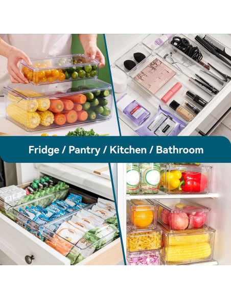 Organizadores de Refrigerador Luckore 4 Piezas Apilables 6.3L