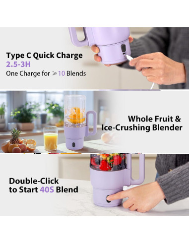 Licuadora Portátil MIXIDO 34oz Inalámbrica Libre de BPA Púrpura