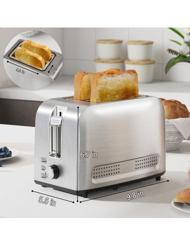 Tostadora Runnatal 2 Rebanadas Acero Inoxidable 800W 7 Niveles
