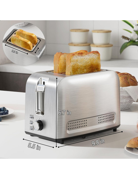 Tostadora Runnatal 2 Rebanadas Acero Inoxidable 800W 7 Niveles