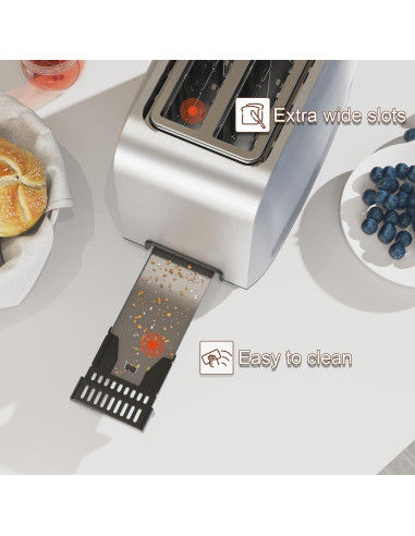 Tostadora Runnatal 2 Rebanadas Acero Inoxidable 800W 7 Niveles