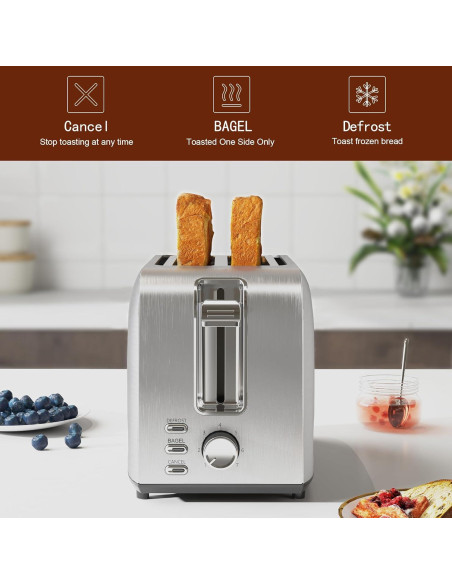 Tostadora Runnatal 2 Rebanadas Acero Inoxidable 800W 7 Niveles
