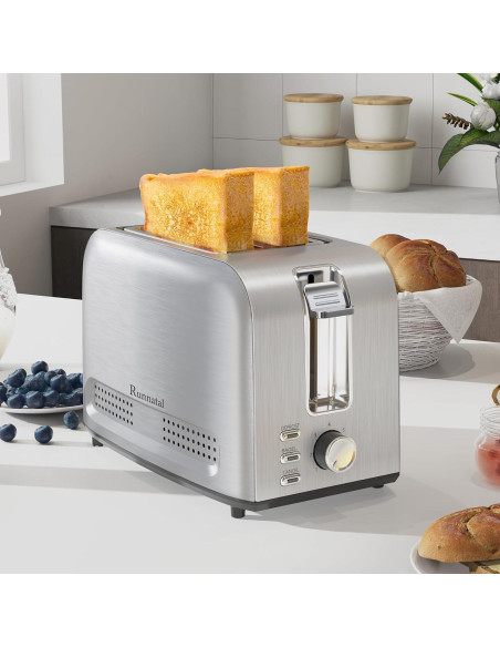 Tostadora Runnatal 2 Rebanadas Acero Inoxidable 800W 7 Niveles