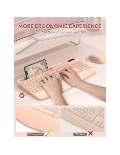 Combo Teclado y Ratón Inalámbricos SABLUTE Rosa Champán 2