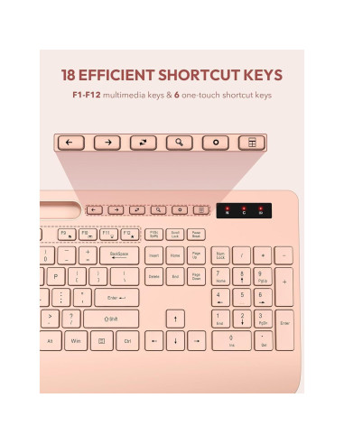 Combo Teclado y Ratón Inalámbricos SABLUTE Rosa Champán