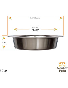 Tazón de Acero Inoxidable Neater Pet Brands 1 Taza para Mascotas 2