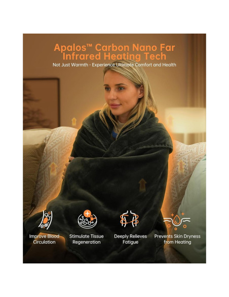 Manta Calentada Eléctrica Jartoo 152x127cm Gris 24V Infrarrojos