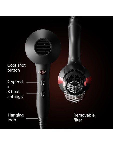 Secador de Pelo Profesional Trezoro 2200W con Difusor Negro