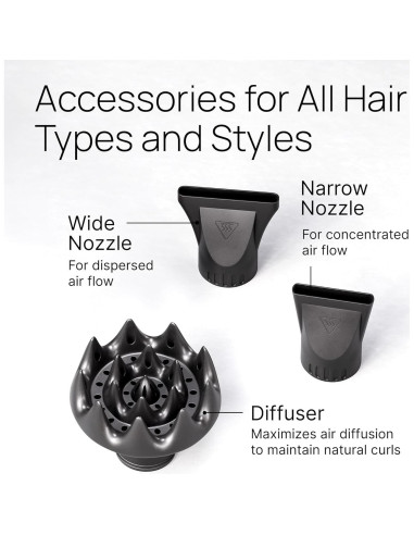 Secador de Pelo Profesional Trezoro 2200W con Difusor Negro