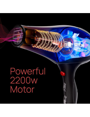 Secador de Pelo Profesional Trezoro 2200W con Difusor Negro