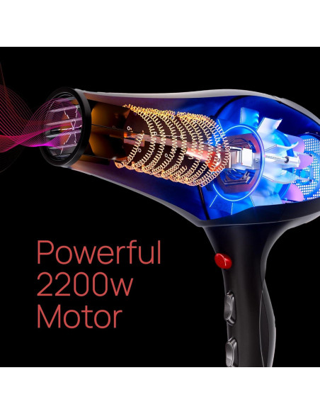 Secador de Pelo Profesional Trezoro 2200W con Difusor Negro