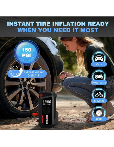 Compresor de Aire LEEPEE TM16K 12V 3000A con Linterna LED