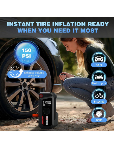 Compresor de Aire LEEPEE TM16K 12V 3000A con Linterna LED