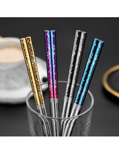 Palillos de Acero Inoxidable Reutilizables HMM 5 Pares 23.5 cm