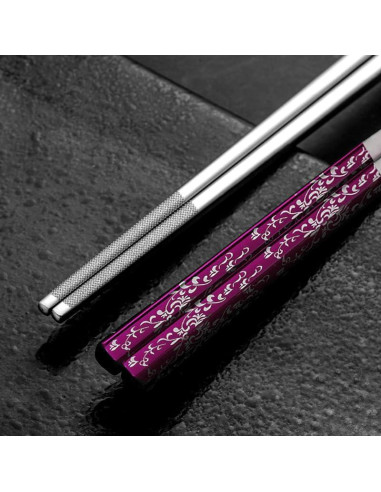 Palillos de Acero Inoxidable Reutilizables HMM 5 Pares 23.5 cm