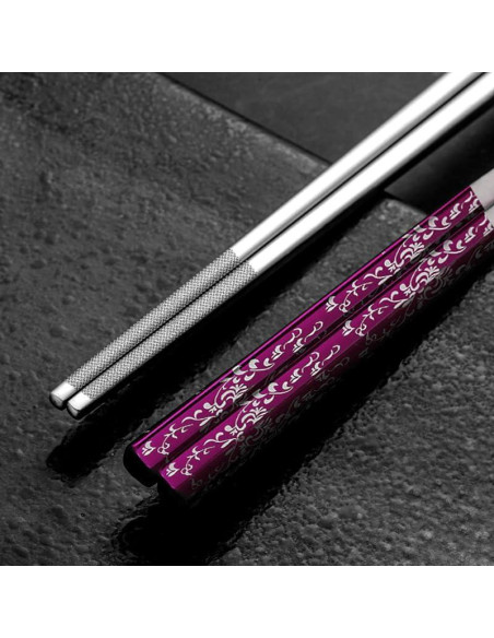 Palillos de Acero Inoxidable Reutilizables HMM 5 Pares 23.5 cm