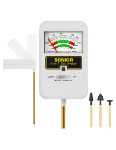 Medidor de Suelo 4 en 1 Sonkir T01 - pH, Humedad, Nutrientes y Luz