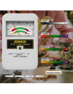 Medidor de Suelo 4 en 1 Sonkir T01 - pH, Humedad, Nutrientes y Luz 2