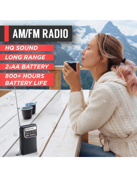 Radio Portátil PowerBear PB-PR-01 AM/FM con Auriculares