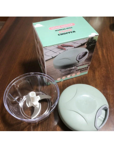 Picador de Alimentos Manual Genérico 500ml Azul Cuchillas Afiladas