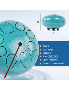 Tambor de Lluvia URBANVISTA 15.24 cm 8 Notas Malachita 2