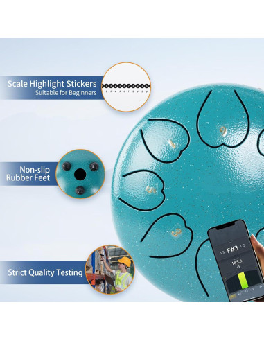 Tambor de Lluvia URBANVISTA 15.24 cm 8 Notas Malachita