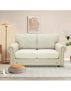 Fundas de Cojín de Terciopelo Elástico MAXIJIN Beige (2 Piezas) 2