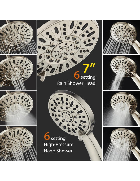 Ducha de Lluvia AquaDance 7" Alta Presión 6 Configuraciones