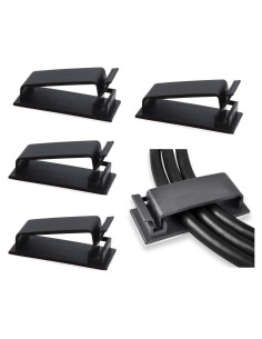 Clips de Gestión de Cables SOULWIT 50 Pcs Negro Autoadhesivos