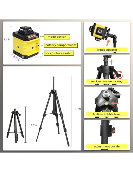 Nivel Láser Autonivelante EODOJU 4D Verde 16 Líneas 360
