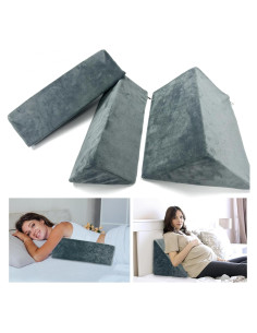 3 Almohadas Cuña JZHLLA de Espuma para Soporte Espalda y Piernas