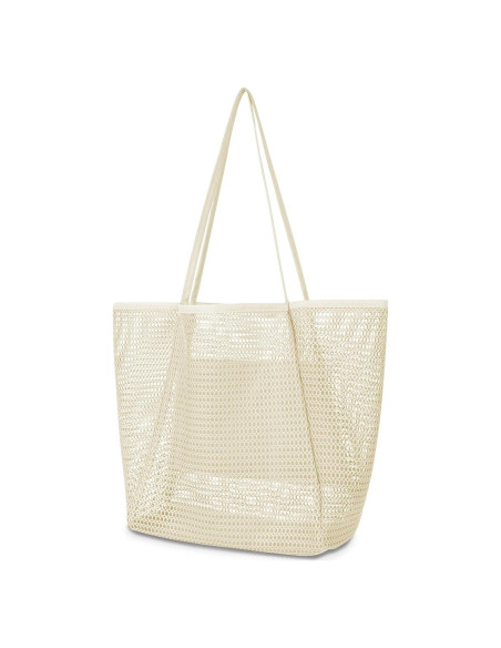 Bolsa de Playa de Malla Grande Iioscre 45.7x35.6cm Beige
