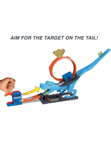 Juego de pista Hot Wheels City T-Rex Chomp Down con coche