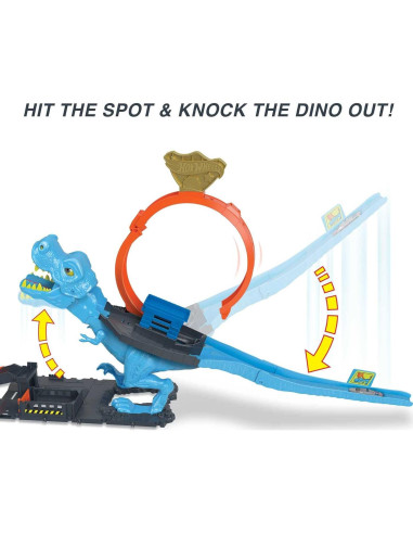 Juego de pista Hot Wheels City T-Rex Chomp Down con coche