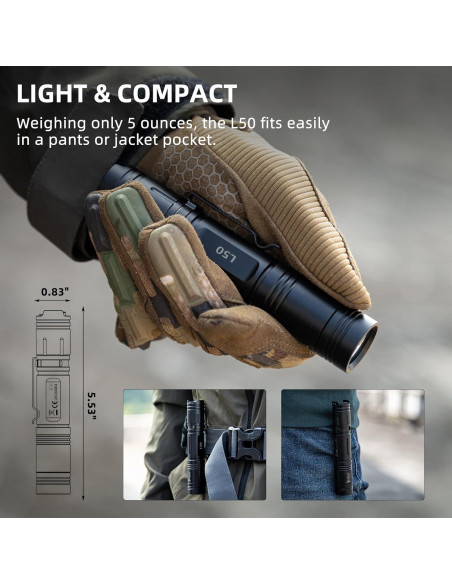 Linterna LED Recargable WUBEN L50 1200 Lúmenes IP68 5 Modos