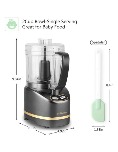 Procesador de Alimentos Mini La Reveuse 200W 2 Tazas Gris