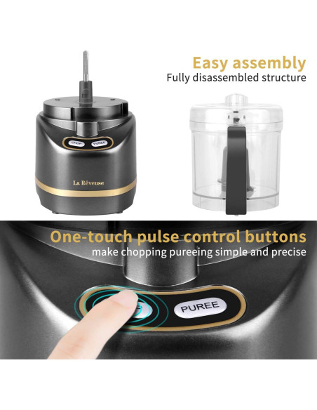 Procesador de Alimentos Mini La Reveuse 200W 2 Tazas Gris
